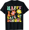 100 Days Smarter Happy 100th Day Of School Groovy Boy Girl T-Shirt