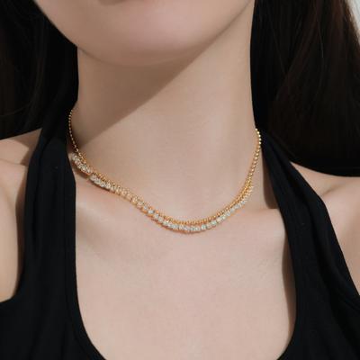 Wedding New S925 Sterling Silver Necklace Women's Volleyball Diamond Ball Chain Design High-end Luxury Women's Necklace