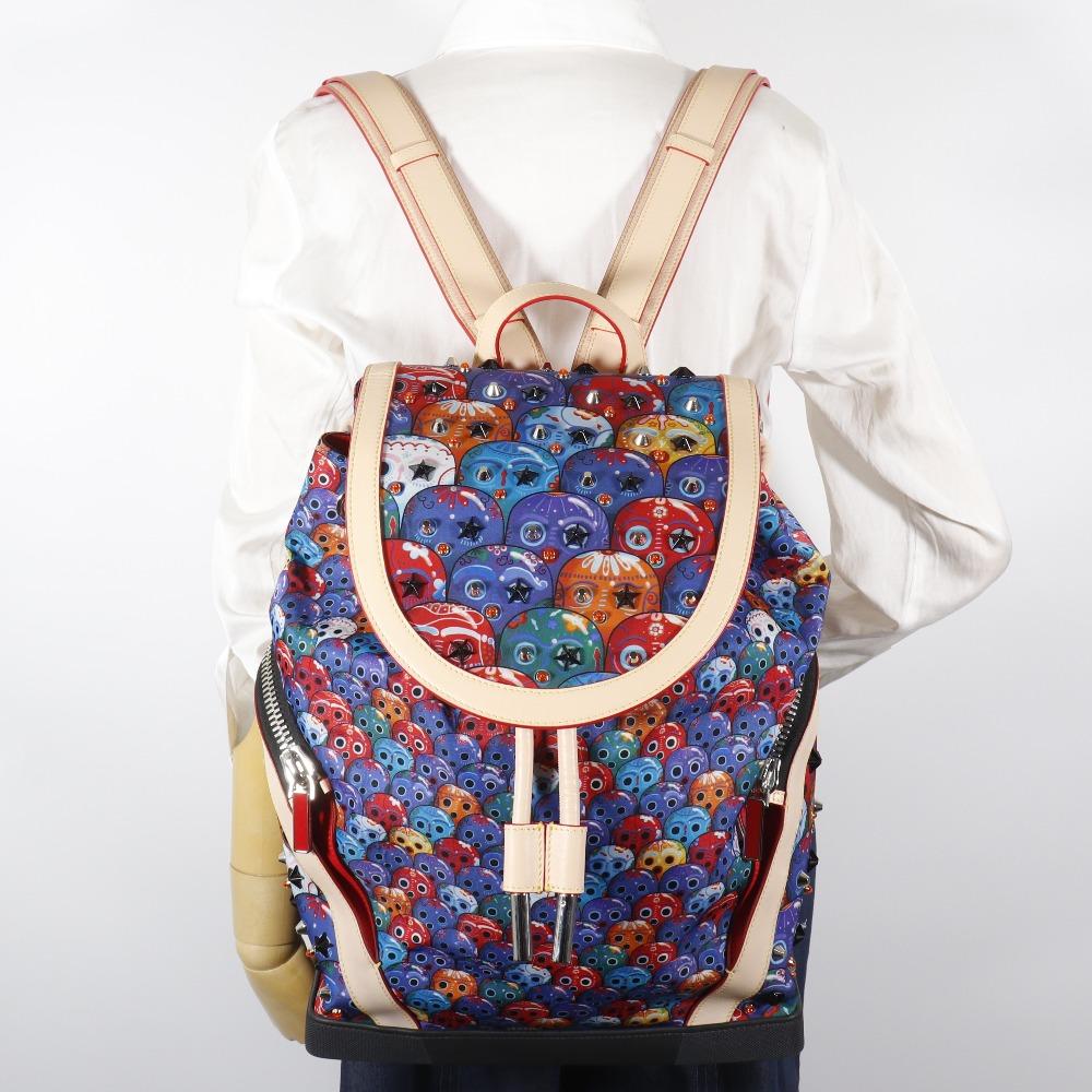 Christian Louboutin Zaino Funk Explorer Funk Zaino Zaino Daypack Borchie Messicane multicolore Nylon/pelle da uomo Usato