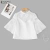 ZANZEA Womens Summer Casual Lace Splice Loose Half Sleeve Blouse