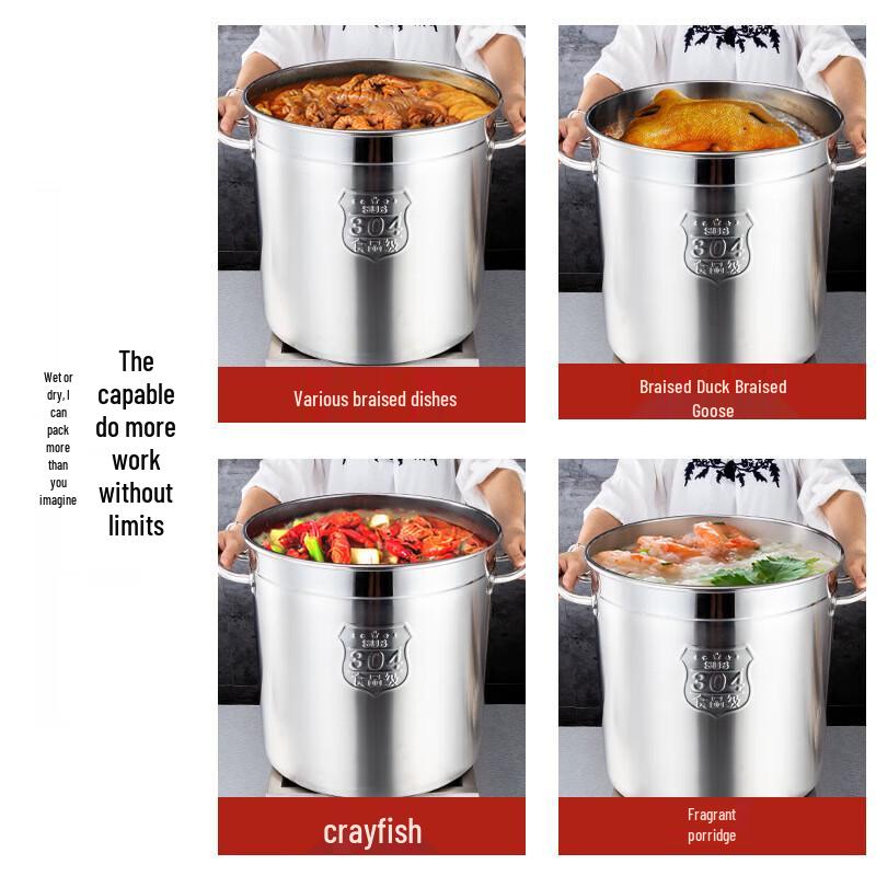 GOWKE Großer Suppentopf aus 201 Edelstahl mit Deckel