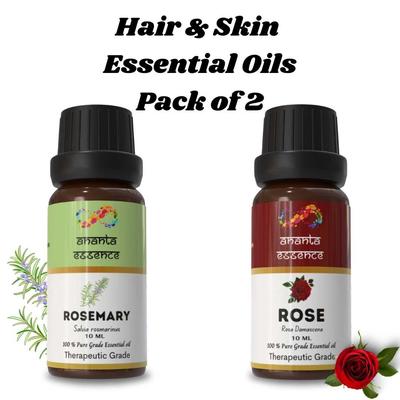 Ananta Essential Oil Combo – Rosemary & Rose Aroma Oils for Diffusers and Home Fragrance (2 X 10 Ml)