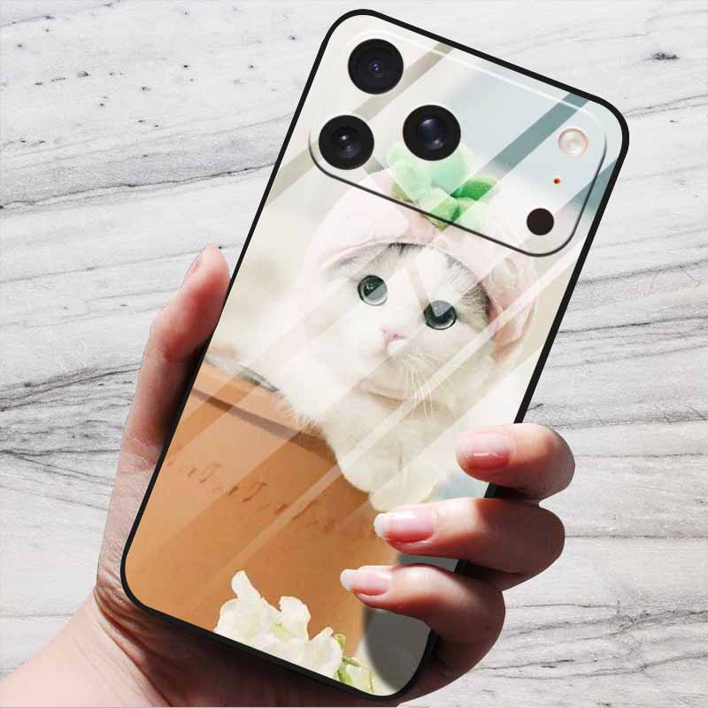 Cute Case For iPhone 17 Pro Plus Capa 17 Pro Max Bumper Luxury Tempered Glass Hard Back Cover iPhone17 Air Funda Animal Patterns