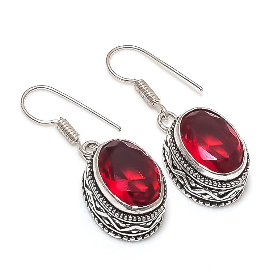 

Natural Mozambique Garnet 925 Sterling Silver Jewelry Earring 1.38 K4z36