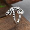 New Niche Vintage CopperColor Dragonfly Opening Ring Ladies  Trend Holiday Party Jewelry Accessory Gift