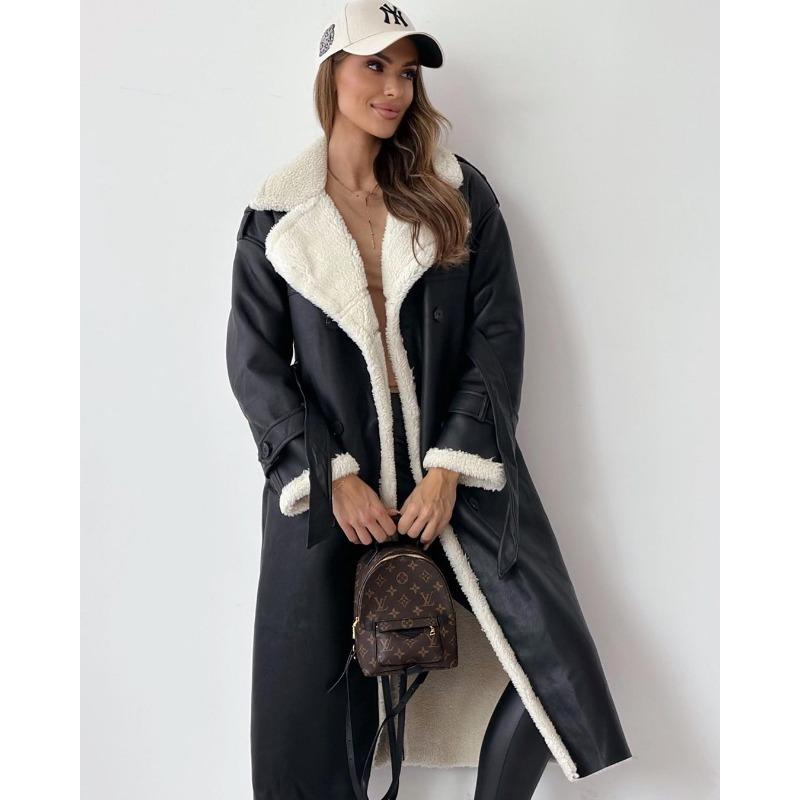Autumn and Winter New Double Wear Collar Lapel Long Coat