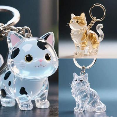 Porte-clés Sac Pendentif de Rangement Mignon pour Poils de Chat Transparent Capsule Souvenir Fourrure d'Animal de Compagnie Collection Souvenir Cadeau Décoration Accessoires
