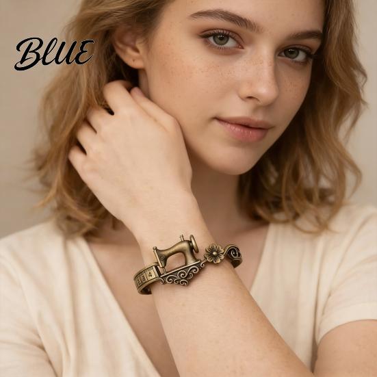 Sewing Enthusiast Jewelry Machine Bracelet Vintage Adjustable Open Cuff Ring