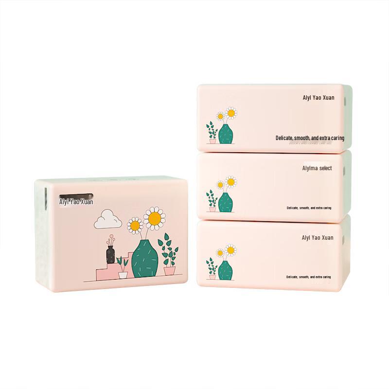 Aiyiyao Selection Pink Life 4-Ply Soft Facial Tissues, 4 Packs