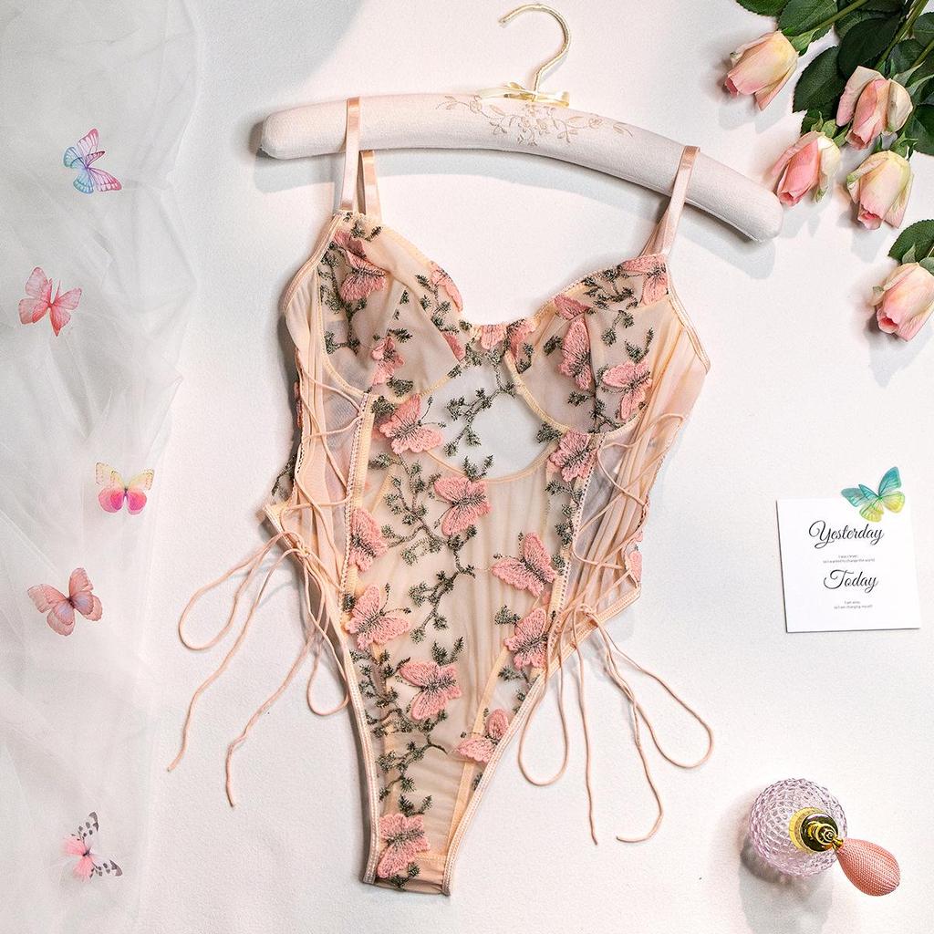 Sexy Butterfly Embroidery Slimming Bodysuit for Women