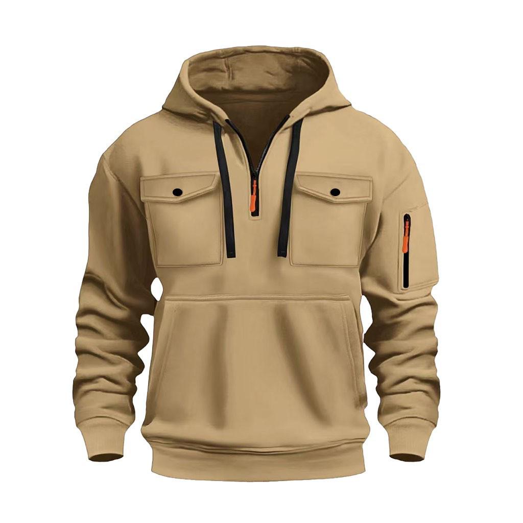 Herren Herbst/Winter Lässiger Vielseitiger Mehrere Taschen Plus Samt Langarm Hoodie