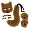 Halloween Fox Mask Set With Paws Gloves Cute Collar Furry Tail Cosplay Costume Party