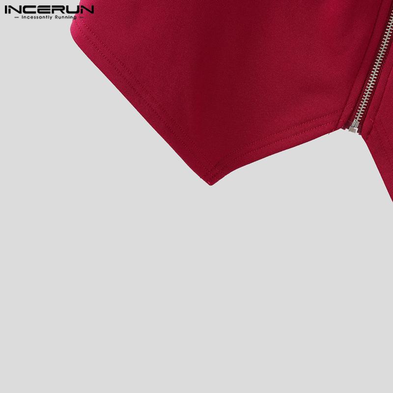 INCERUN Men Deep V Neck Sleeveless Zip-up Irregular Casual Tank Tops Waistcoat