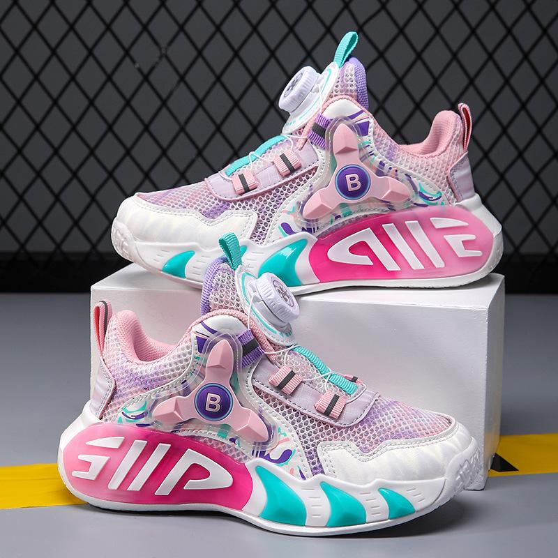 Girls' Shoes Children's Single Mesh Breathable Sports Middle Aged Running Basketball