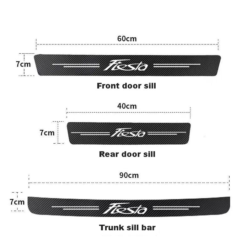 Carbon Fiber Car Door Threshold Sill Protector Trunk Bumper Pedal Anti Scratch Waterproof Decal Stickers Cover For Ford Fiesta
