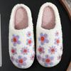 Fashion Winter Flower Cotton Slippers Women Soft Faux Fur Warm House Shoes Slipper Woman Non Slip Wear Resistant Plush Slides Lady