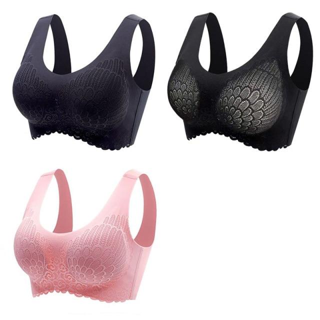 3stk Latex BH Sømløse BH For Kvinner Undertøy BH Push Up Bralette Med Pad Vest Topp BH