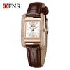 OFNS Elegant Women's Square Dial Watch: Simple Niche Bar Markers, Waterproof, Luxury Diamond Inlaid Quartz.