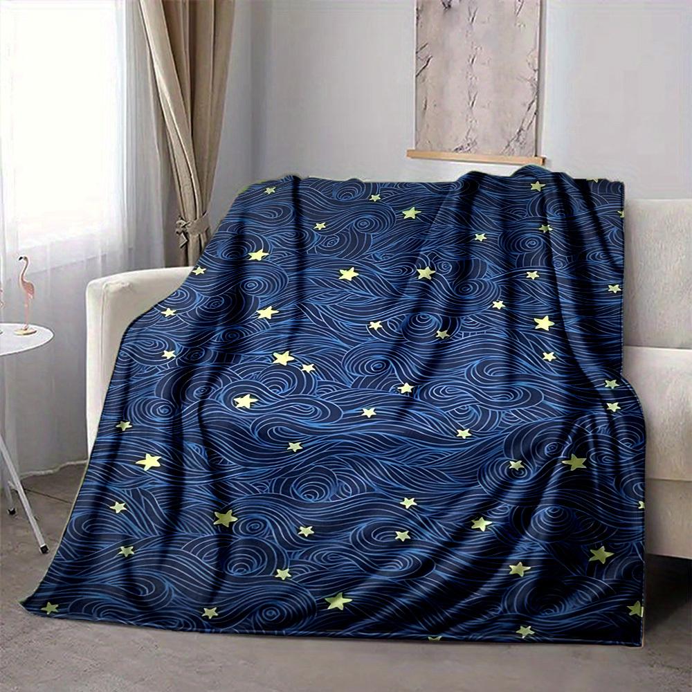 1pc Wave Star Blanket, Lightweight Flannel Throw Blanket for Sofa, Bed, Travel, Camping, Living Room, Office, Couch, Chair, and Bed