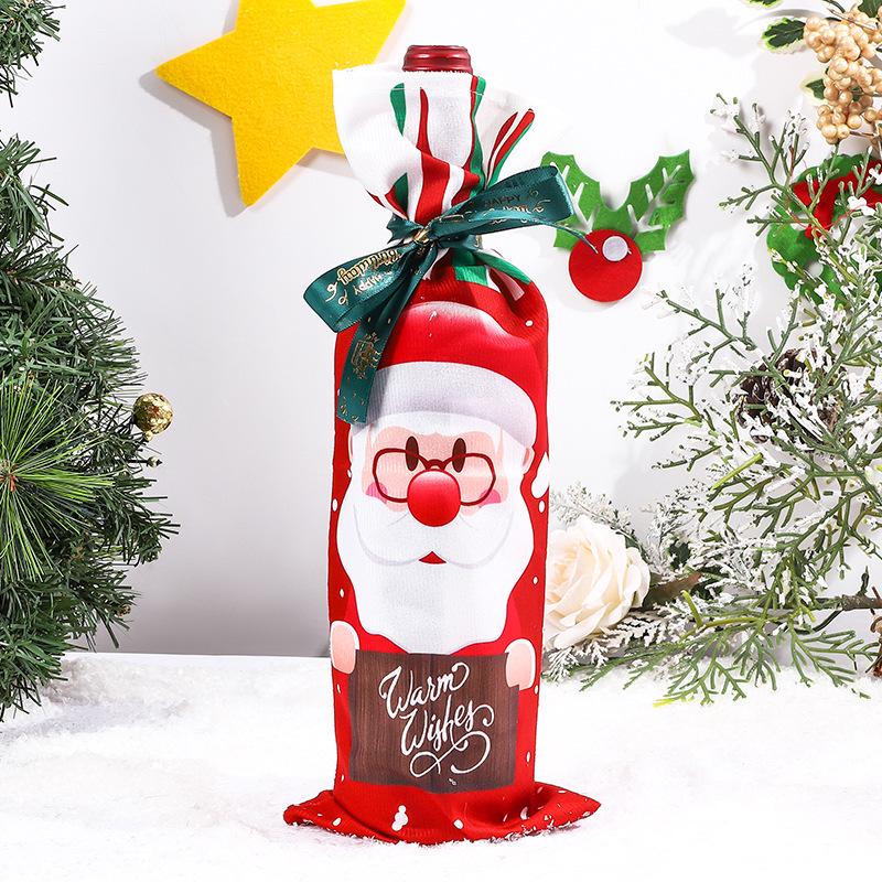 Festive Cartoon Wine Bottle Covers for Christmas Table Decor