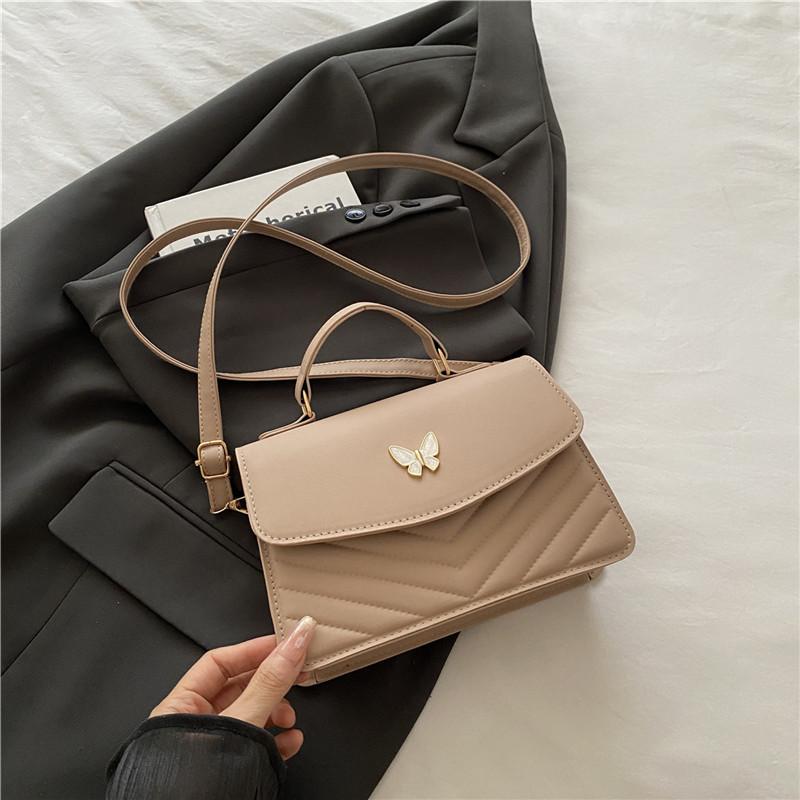 Vintage Faux Leather Shoulder Bag for Women, Butterfly Decor Small Crossbody Purse, Square Bag for Daily Use