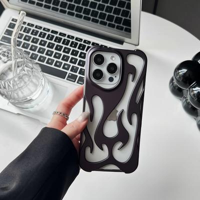 3D Flame Pattern Phone Case for iPhone 16 15 13 12  ProMax 11 14 Plus Fashion Hollow Slim Shockproof Protective Soft Cover