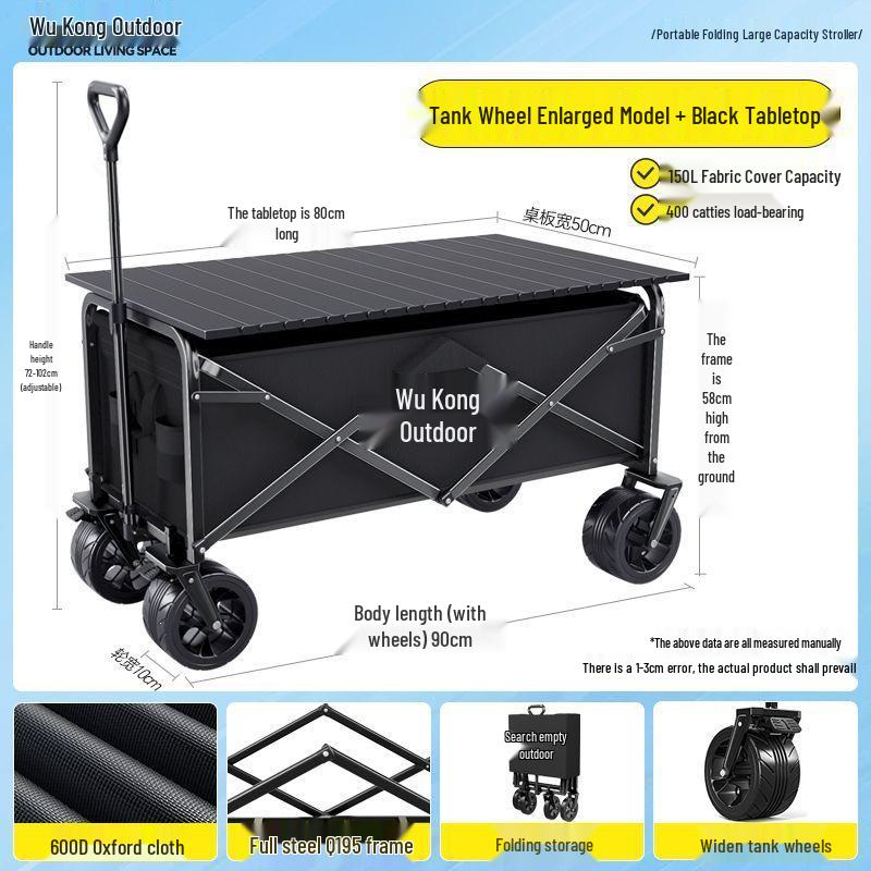 Portable Foldable Camper Van Cart: Hand-Pulled Travel Trailer for Kids, Outdoor Use.