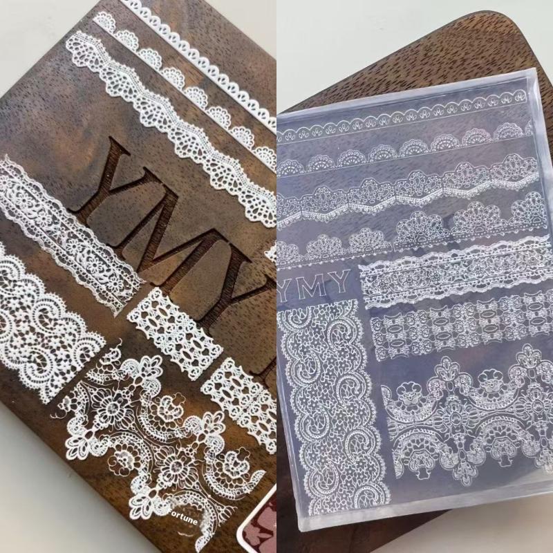 3D Silicone Nail Mold Diy Relief Lace Ribbon Templates For Nails Jewelry Crafts Transparent Nails Mold Nail Art Decoration