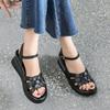 Fashion Minimalist Cross Sandals 2024 Summer New Breathable Casual Thick Sole Slope Heel Women's Fish Mouth Sandals Zapatos De Mujer