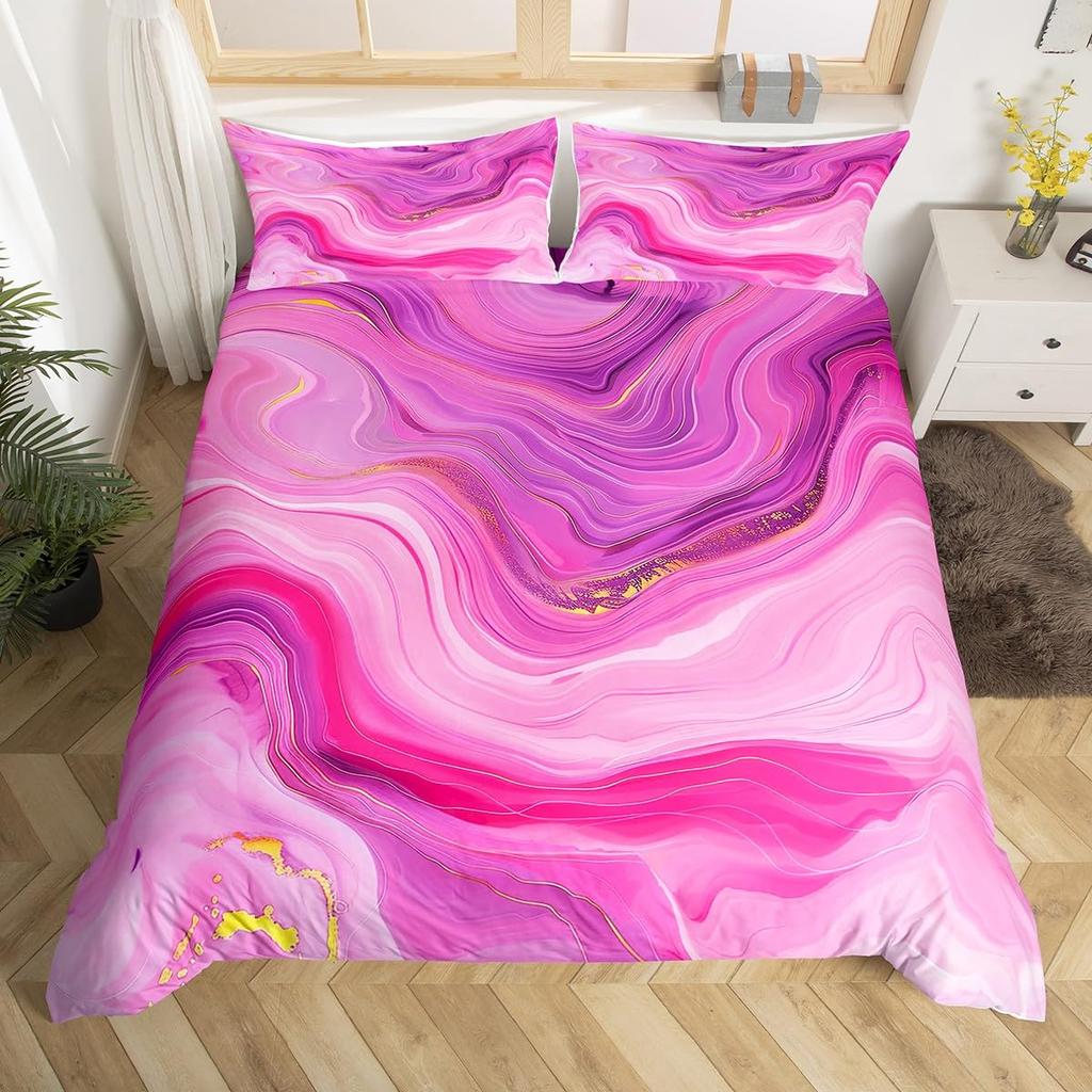 Purple Marble Duvet Cover Single Twin Full King Abstract Comforter Cover Marble Watercolor Bedding Set Ultra Soft Cozy 3 Pieces