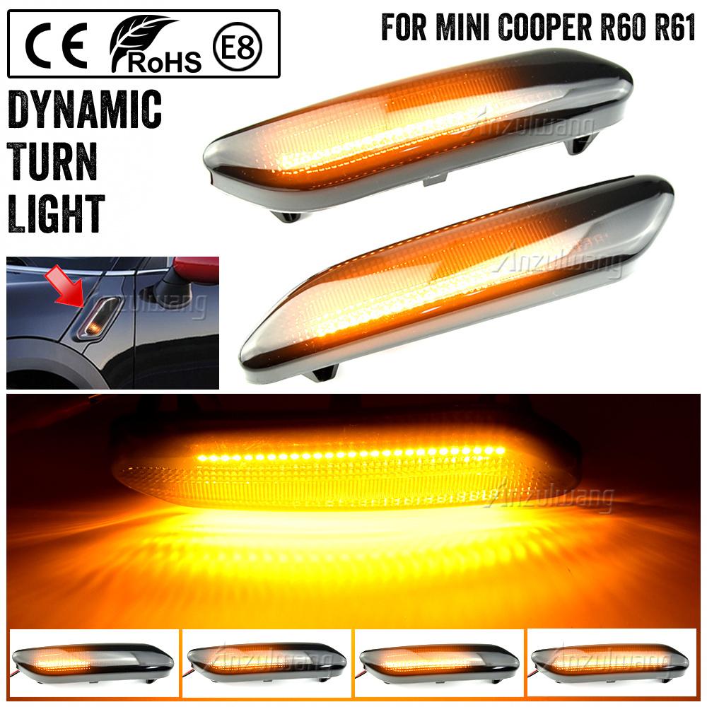 

1 Pair Flowing Turn Signal Light Dynamic LED Side Marker Light 12v Side Repeater Lamp For Mini Cooper R60 COUNTRYMAN R61 PACEMAN димчастий чорний колір