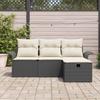 Garden Sofa Set with Cushions 4 pcs Black and Cream Poly Rattan