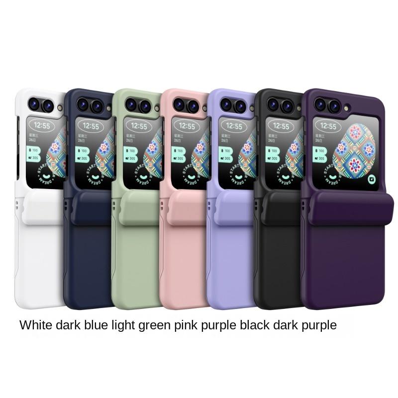 Plastic with Card Holder Phone Case for Samsung Galaxy Z Flip 6 5 4 3 Flip6 Flip5 Flip4 Flip3 5G Full Hinge Protection Cover