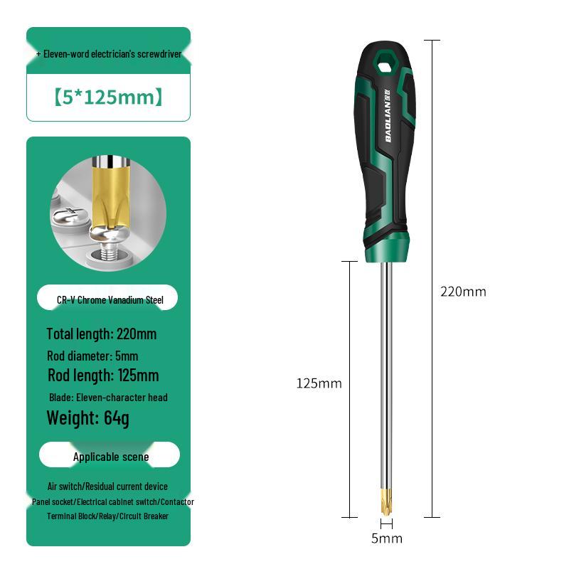 11-Piece Industrial Grade Magnetic Electrician Screwdriver Set - S2 Phillips & Slotted