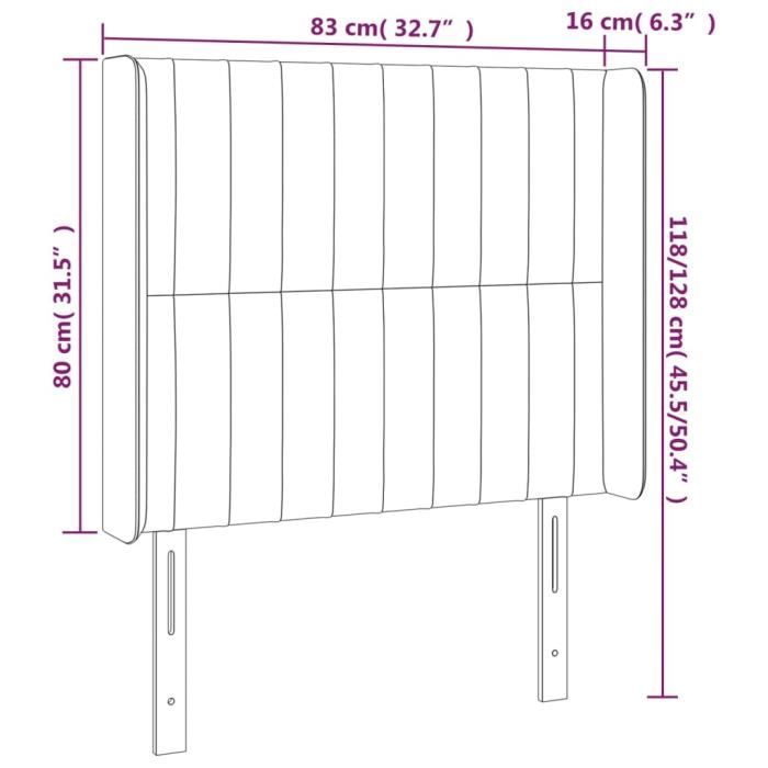 VidaXL Tête de lit avec oreilles Crème 83x16x118-128 cm Tissu3119797