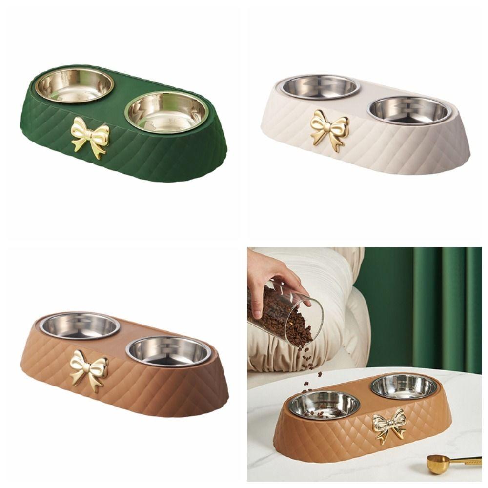 

PP Bow-tie Миска для кошачьего корма Двойная миска Контейнер для собачьего корма Товары для животных Миска для кошек
