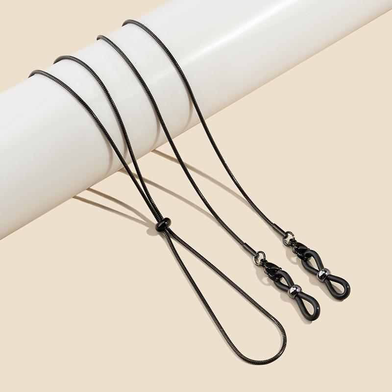 

New Stainless Steel Tassel Galsses Chains for Women High-Quality Simple Adjustable Snake Chain Anti Loss Couple Accessory Gift чёрный