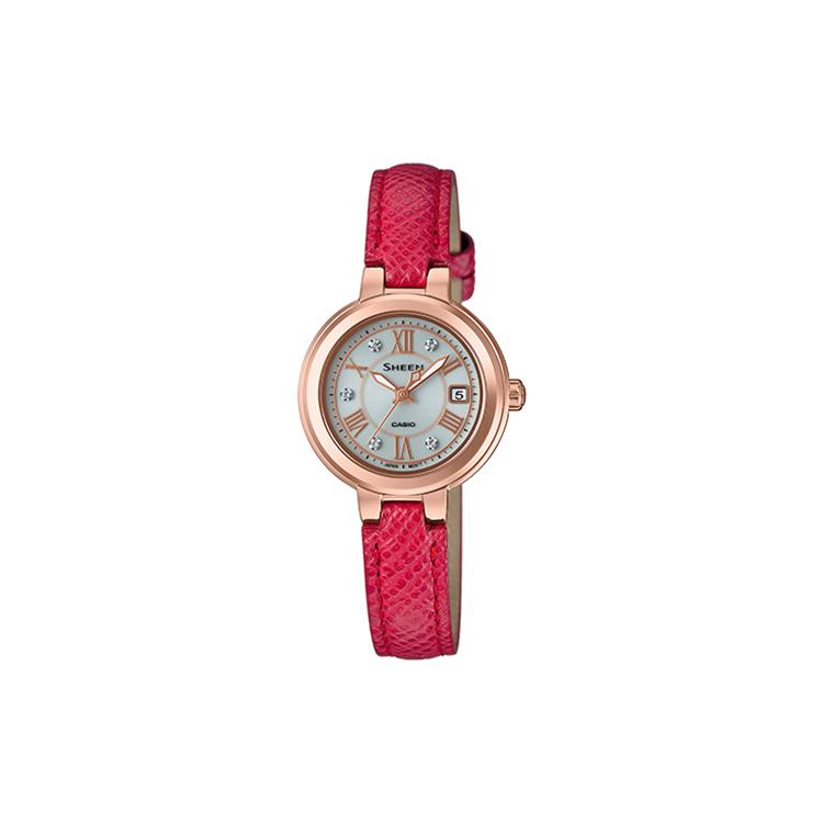 CASIO Women s SHEEN Gray Watch SHS-4523PGL-7AUPRD Red Strap