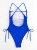 Women's 2023 Solid Color One-Piece Drawstring Bikini Swimsuit (Model: LJA001)