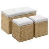VidaXL Bench with 2 Poufs Water Hyacinth Grey Ottoman Storage Settee 246105