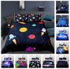 Set de lenjerie de pat Planet 3D Husă de pilota cu cer înstelat romantic și husă de pernă 2/3 buc DE135 * 200 Decor ușor de curățat pentru camerele fanilor aviației