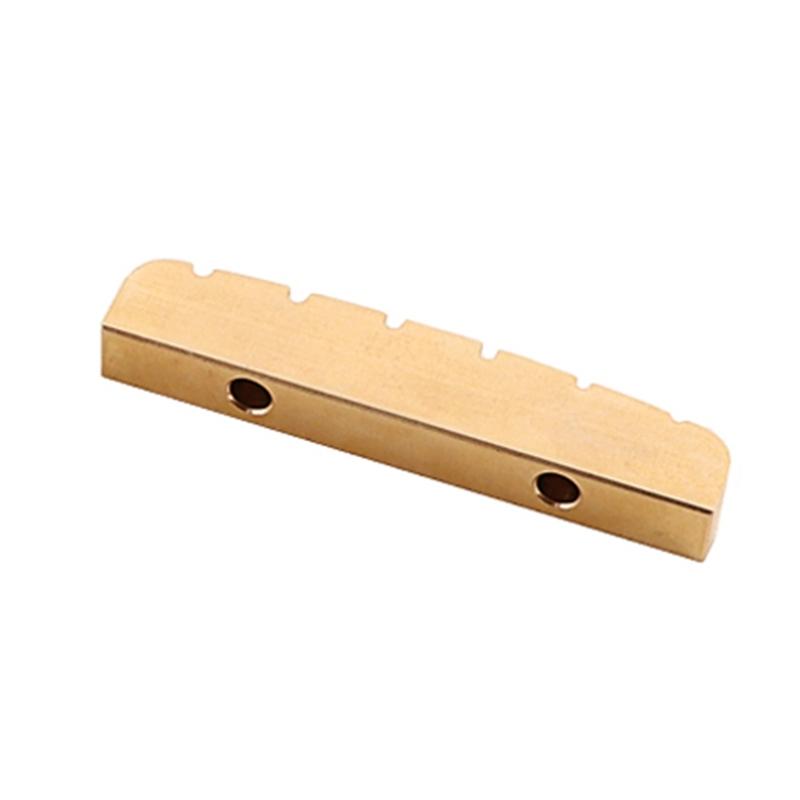 6 String Guitar Nut Saddle Premium Brass Pre-Slotted Top Nut Vintage Style Electric Guitar Accessories Flat Bottom