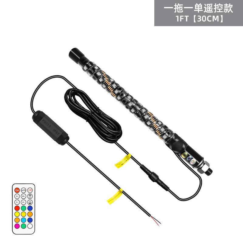 1FT LED Whip Lights Lighted Antenna Whips For ATV UTV Polaris RZR Off Road Truck Sand Buggy Dune Flagpole Lamp