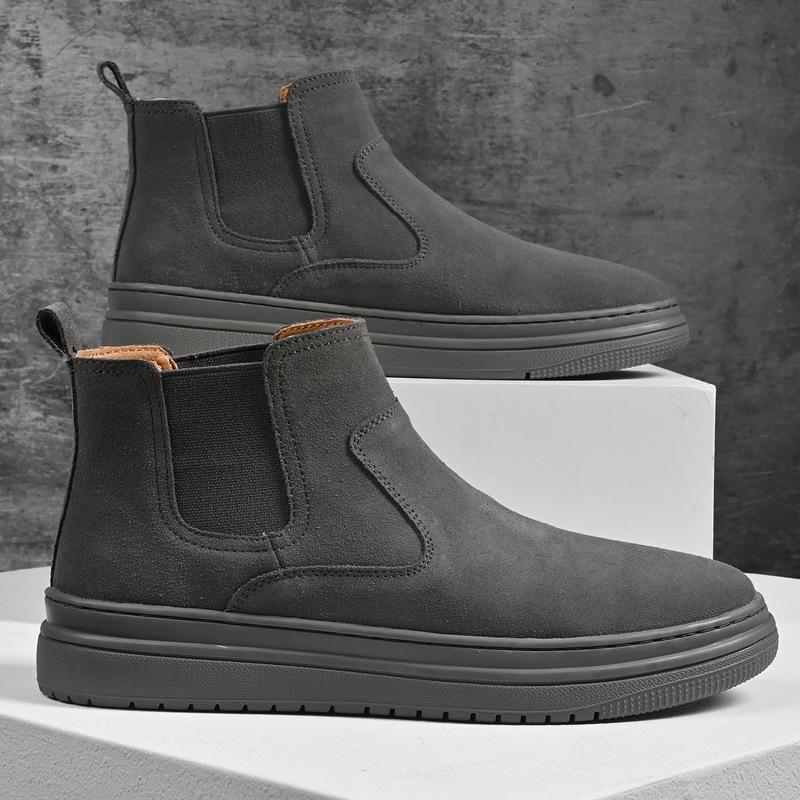 Autumn and winter new men's Chelsea Martin boots leather mid-top men's shoes one pedal