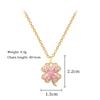 Lucky Pink Heart Zircon Clover Pendant Necklaces for Women Girls Sweet Stainless Steel Chain Necklace Jewelry Accessories Gifts