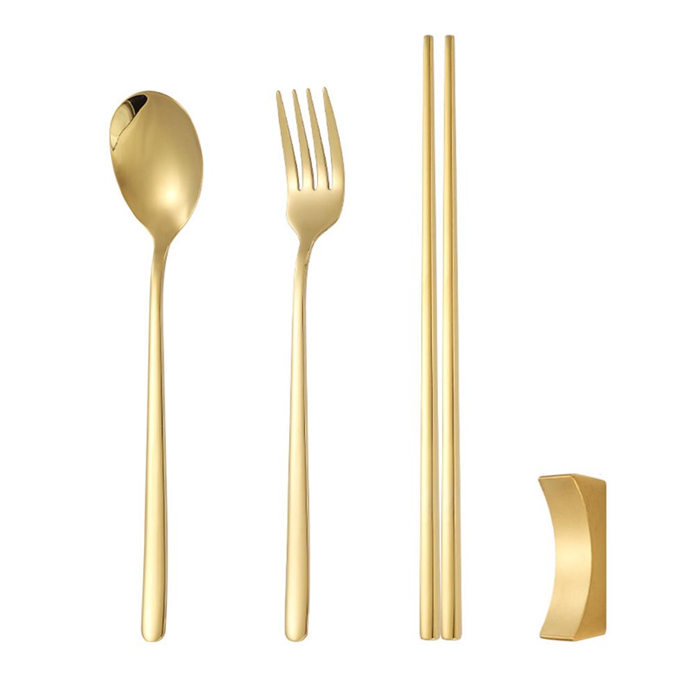 Black 304 Stainless Steel Cutlery Set Sushi Sticks Dinner Spoons Set Dinnerware Korean Chopsticks Fork Spoon Flatware Set