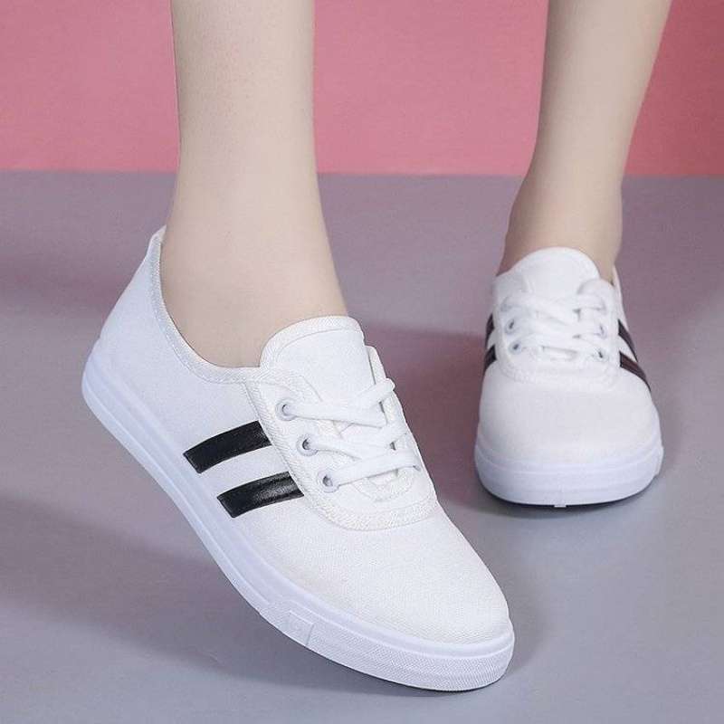Shallow Mouth White Shoes Women's 2025 Spring and Summer New Korean Version of Canvas Shoes Casual Fashion Versatile Flat-soled Single Shoes Women's S