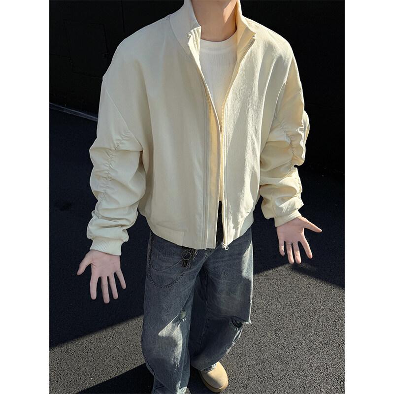 Men Cool Black Jacket Men Autumn Fashion Casual Baseball Coat Youth Zipper Pocket Jackets Man Soild Color Outerwear
