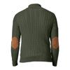 Men's Casual Sports Knit Sweater Slim Fit Button High Collar Patchwork Sweater