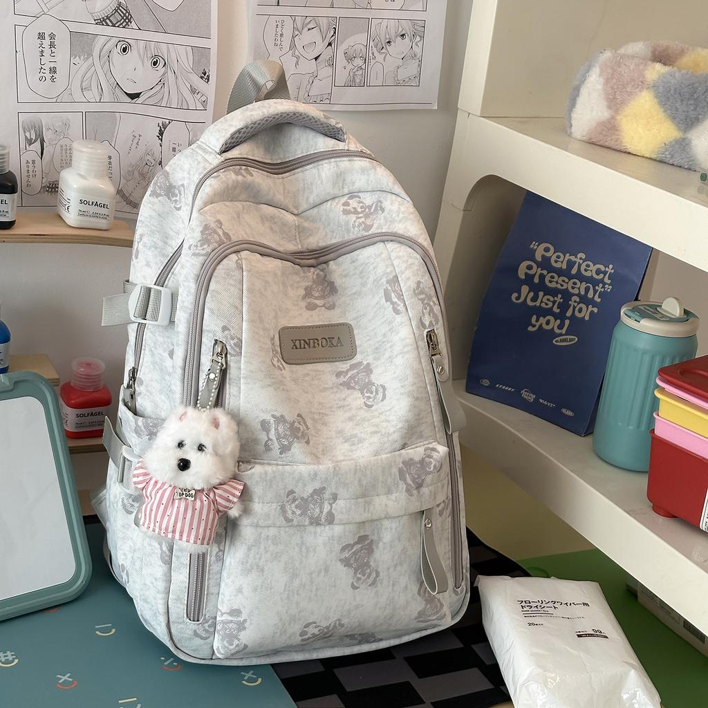 Schoolbag New Large Capacity Bear Backpack Middle School Student School Bag Ins High Value Fashion Casual Backpack Lightweight Girls